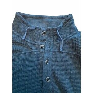 Carbon2Cobalt Fisherman Sweater Mens XL 1/4 Button Heavy Knit Navy Blue Winter